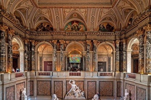 Staircase with marble sculpture Theseus Defeats the Centaur