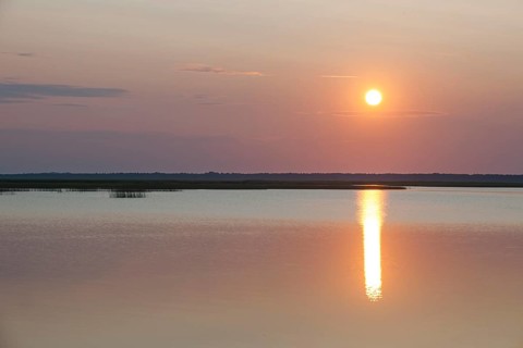 Sunset at Jezioro Lebsko or Lebsko Lake