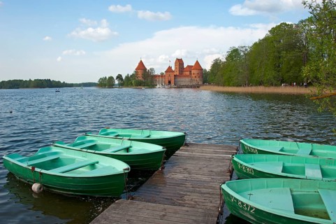 Boats in front of Trakai Castle