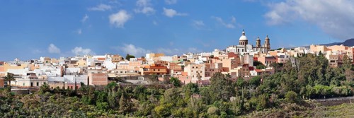 View of the town with the church of San Sebastian