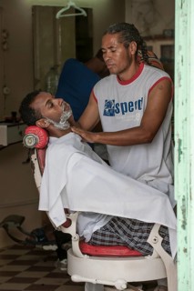 Barber at work