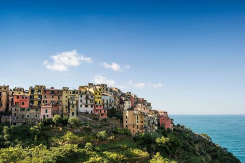 Village with colorful houses by the sea