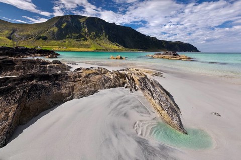 The white sandy Refviksanden Beach