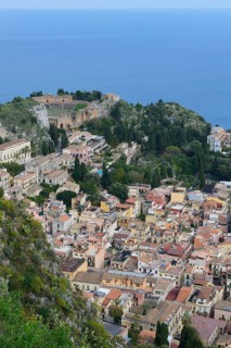 View of Taormina with the Teatro Greco