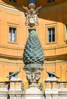 Antique bronze pine cone in the Cortile della Pigna