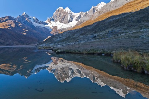 Reflection of the mountain peaks in Laguna Mitucocha