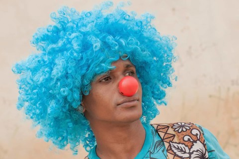 Member of a carnival club in the slums of Ribeira Bote