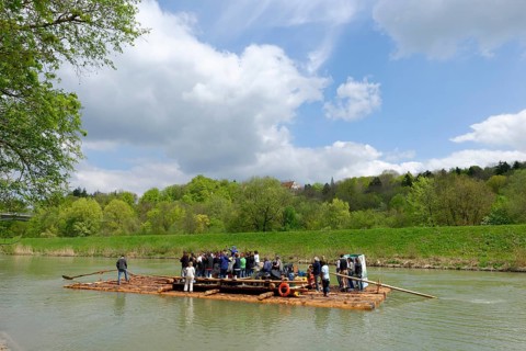 Raft on the Isar River