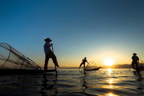 Fishermen in the evening light