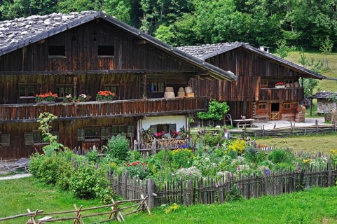 Two farms with a farmer's garden in Markus Wasmeier Farm and Winter Sports Museum