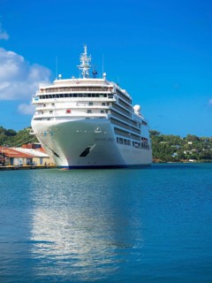 Cruise ship Silver Spirit in the port of St Lucia's capital Castries