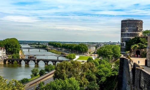 View on river Maine from the ramparts of the Chateau d'Angers