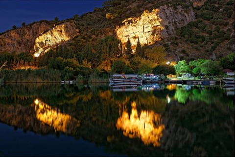 Illuminated Rock Tombs of Kaunas on the Dalyan River
