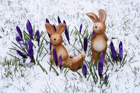 Brown ceramic Easter Bunnies