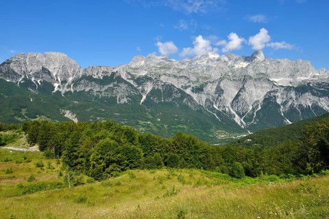 View over Thethi valley towards Radohima mountain