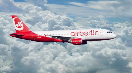 Air Berlin Airbus A320-214 in flight