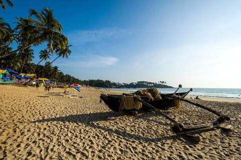 An old fishing boat on Palolem Beach