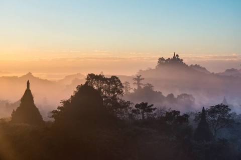 Pagodas surrounded by trees