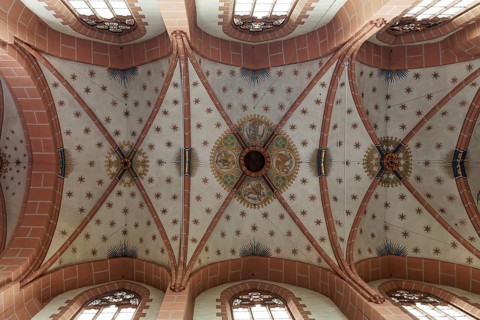 Gothic ribbed vaults with paintings
