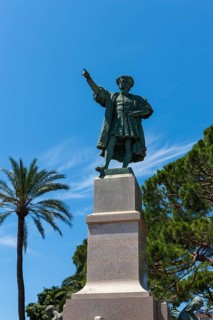 Christopher Columbus monument in the harbor of Rapallo