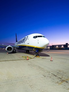 Boeing 737 airliner of the budget airline Ryanair on the runway