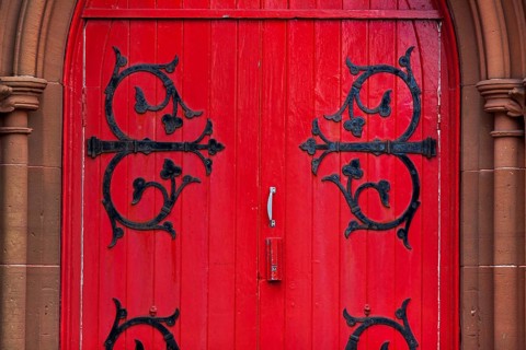 Red front door