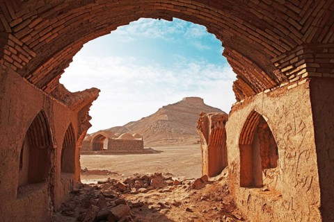 Ceremonial buildings at the Tower of Silence