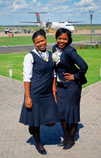 Stewardesses of the airline South African Express Airways at the airport
