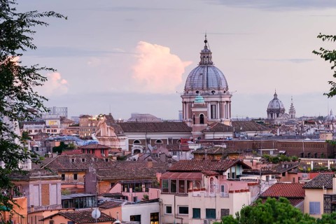 View from the Pincio of the dome of the Church of Santi Ambrogio e Carlo