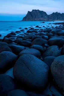 Round stones on the beach of Utakleiv