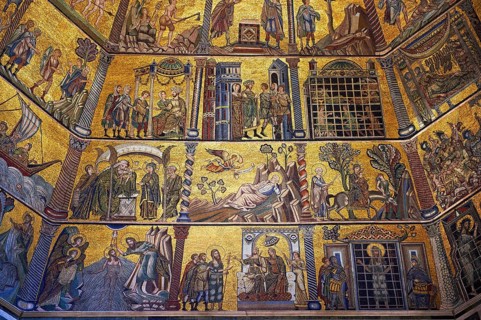 Medieval mosaics on the ceiling of the Baptistry of Florence Cathedral