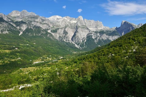 View over Thethi valley towards Radohima and Arapi mountains