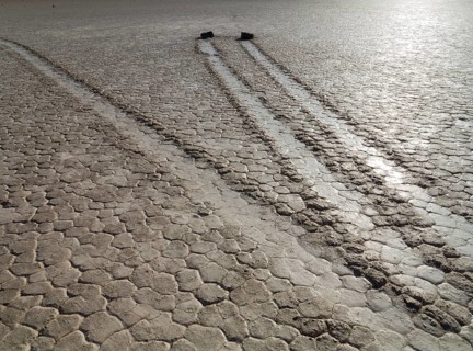 Tracks created by the mysterious moving rocks at the 'Racetrack'