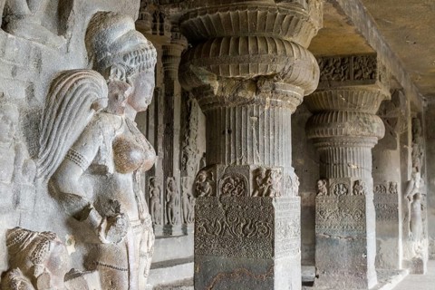 Stone reliefs in cave 21