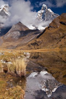 Reflection of Mt Nevado Jirishanca in Laguna Carhuacocha