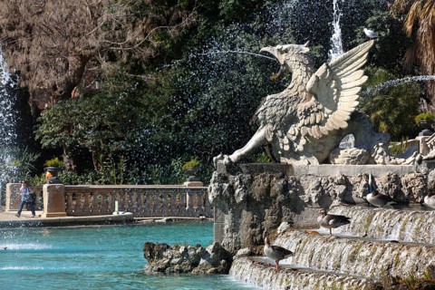 Water-spouting dragon by Antoni Gaudi at the fountain Font de la Cascada