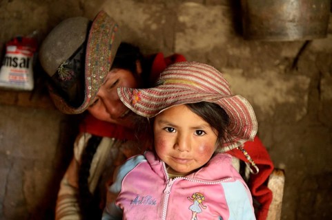 Girl with her mother