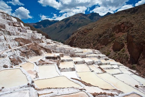 Salt pans on a mountainside