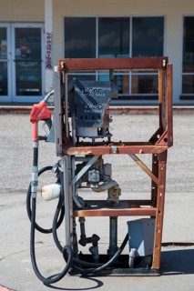Abandoned gasoline pump at a closed General Store