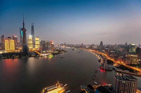 Skyline Financial District with Oriental Pearl Tower