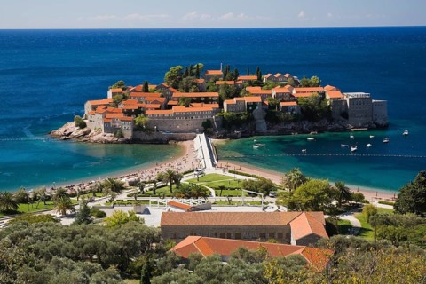 Aman Sveti Stefan hotel resort including the Miloceron Villa on the historic island of Sveti Stefan