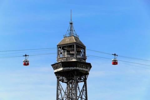 Harbour cable car or Teleferic de Montjuic at Torre Sant Sebastia