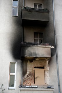 Residential house after fire at New Year's Eve