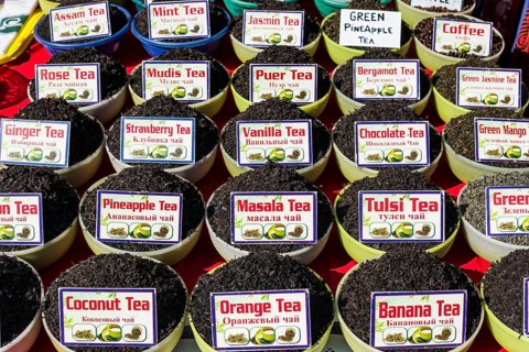 Indian teas for sale at the weekly flea market