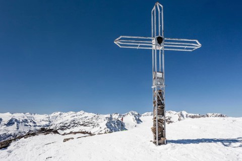 Summit cross on Laaser Spitze mountain