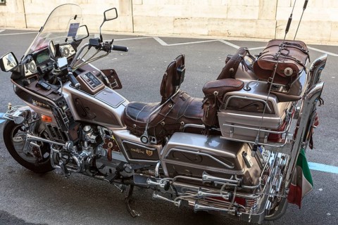 Parked Honda Goldwing motorcycle