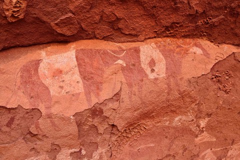 Rock painting of cows