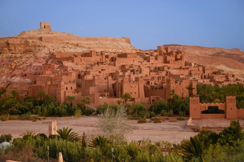 Adobe buildings of the Berber Ksar or fortified village of Ait Benhaddou