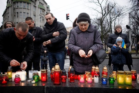 Mourning ceremony for victims of the Euromaidan in Kiev