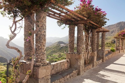 View from a terrace in a park of the surrounding mountains